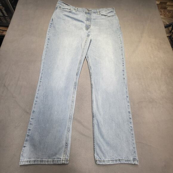 Levis 514 Jeans Mens 38x30 Blue Straight Leg Distressed Stretch Denim - Picture 1 of 11